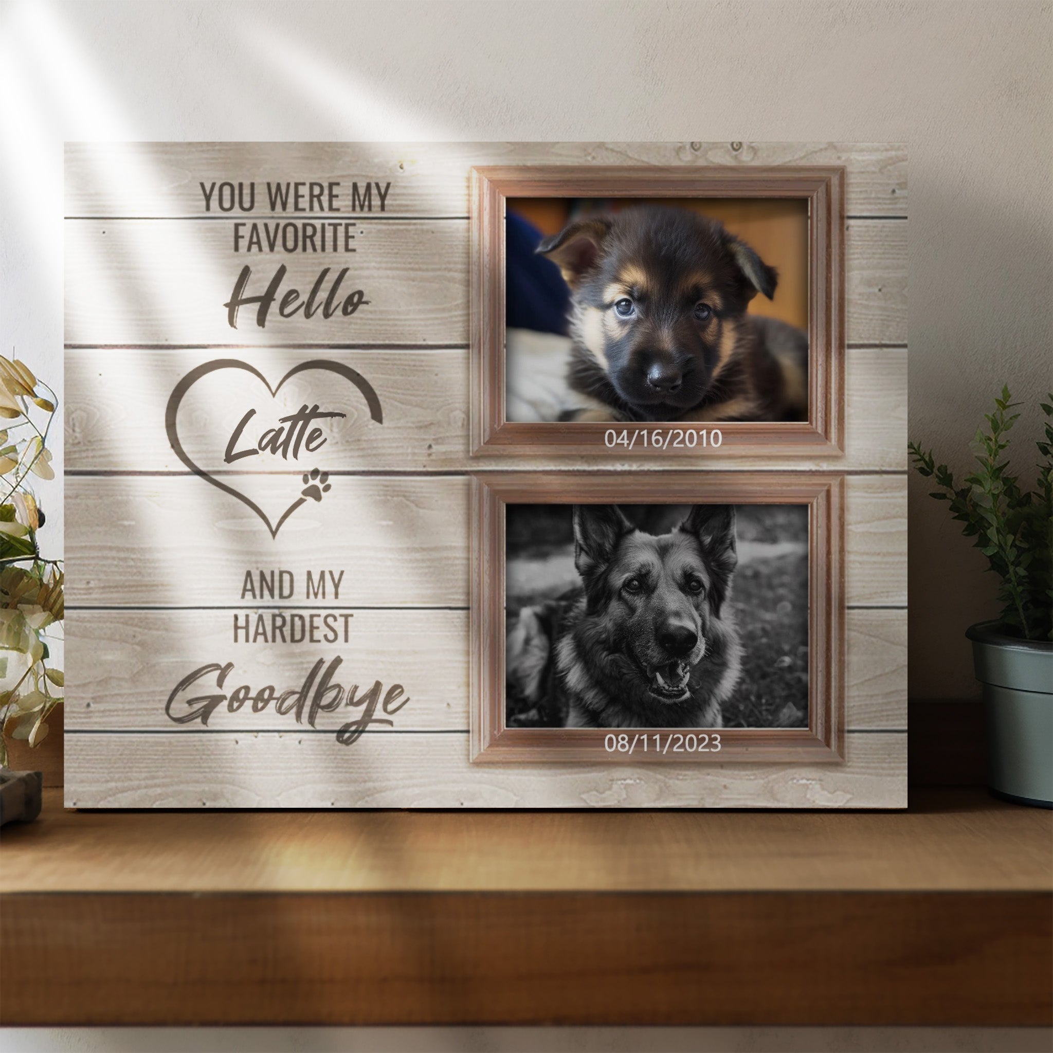 Hardest Goodbye, Hang and Place - Personalized Canvas Print Pet Memorial
