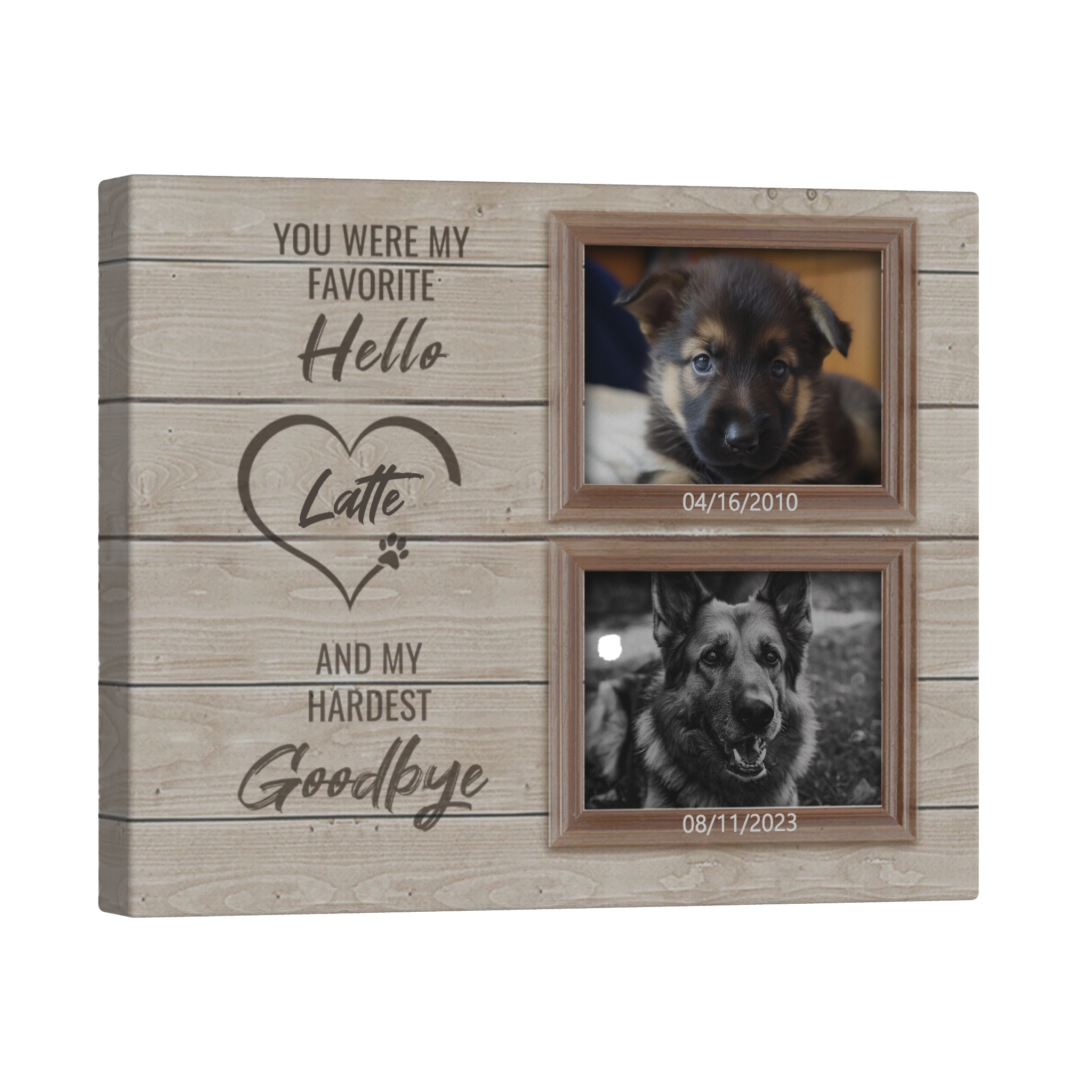 Hardest Goodbye, Hang and Place - Personalized Canvas Print Pet Memorial