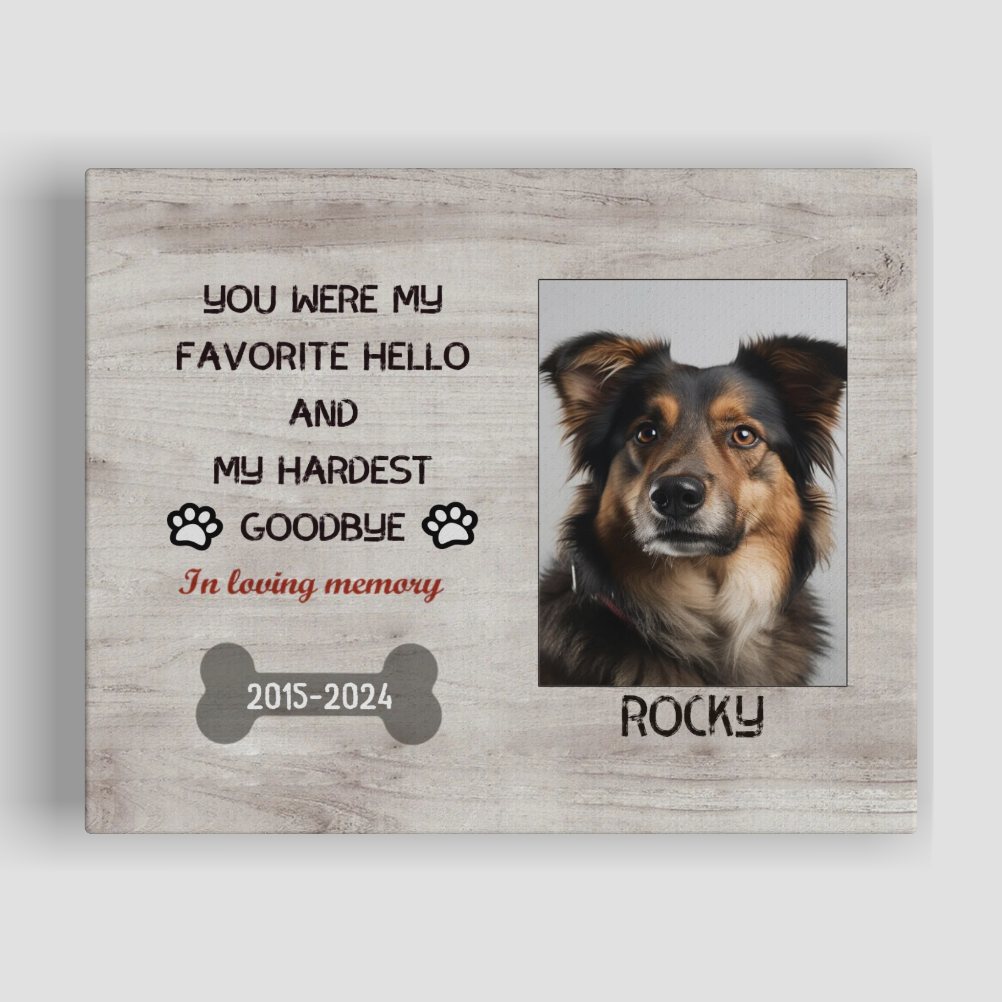 My Hardest Goodbye - Personalized Canvas Print Pet Memorial