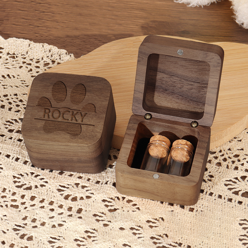 Custom Wooden Pet fur Keepsake, Wooden Pet Ashes Box, Personalized Pet Loss Sympathy Gift, Dog Memorial, Cat Keepsake Gift, Pet Loss Gifts