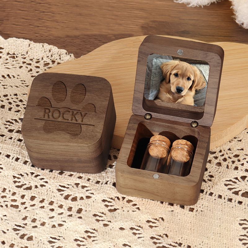 Custom Wooden Pet fur Keepsake, Wooden Pet Ashes Box, Personalized Pet Loss Sympathy Gift, Dog Memorial, Cat Keepsake Gift, Pet Loss Gifts