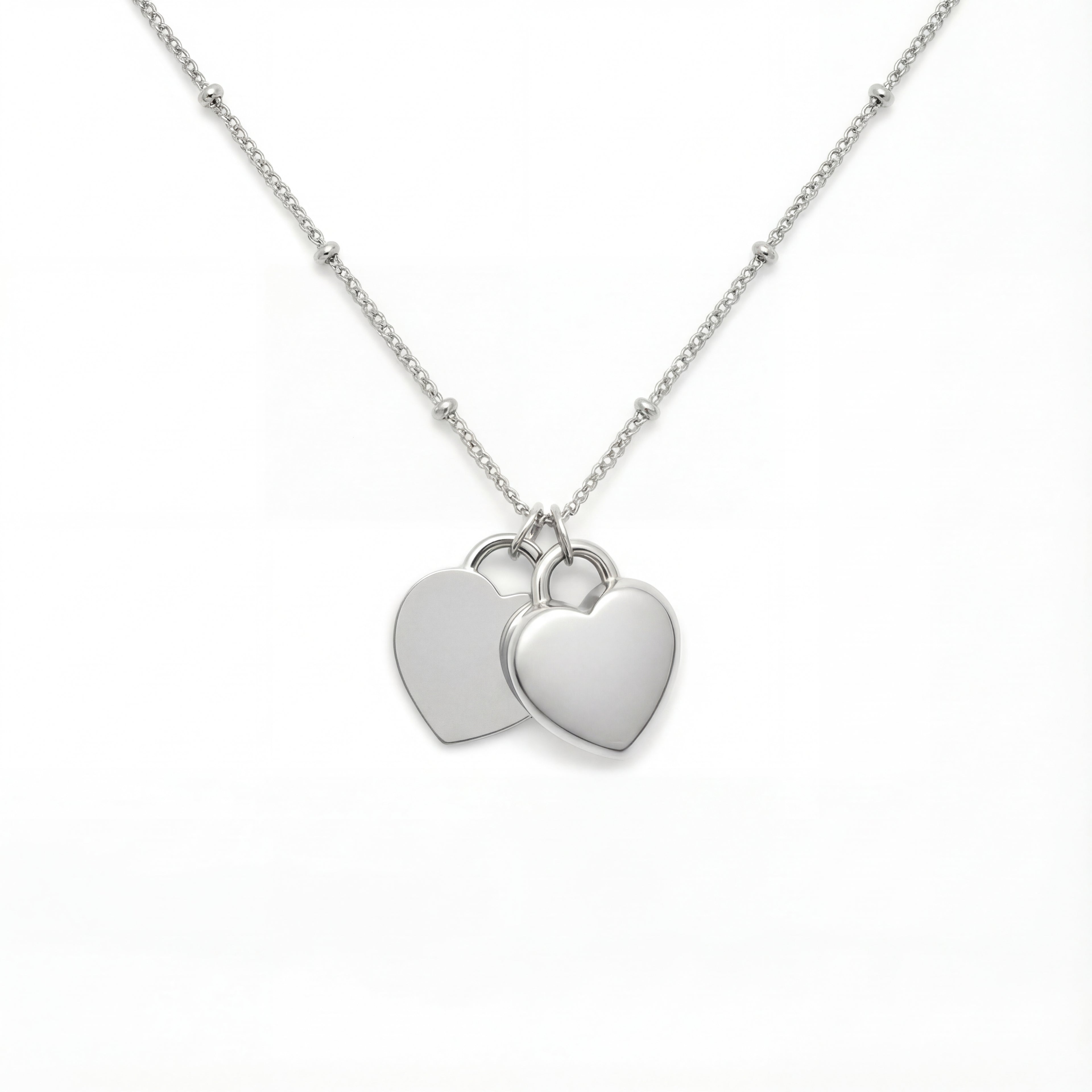 Heart Urn Necklace — Personalized 14K Gold–Plated Double Heart Cremation Pendant