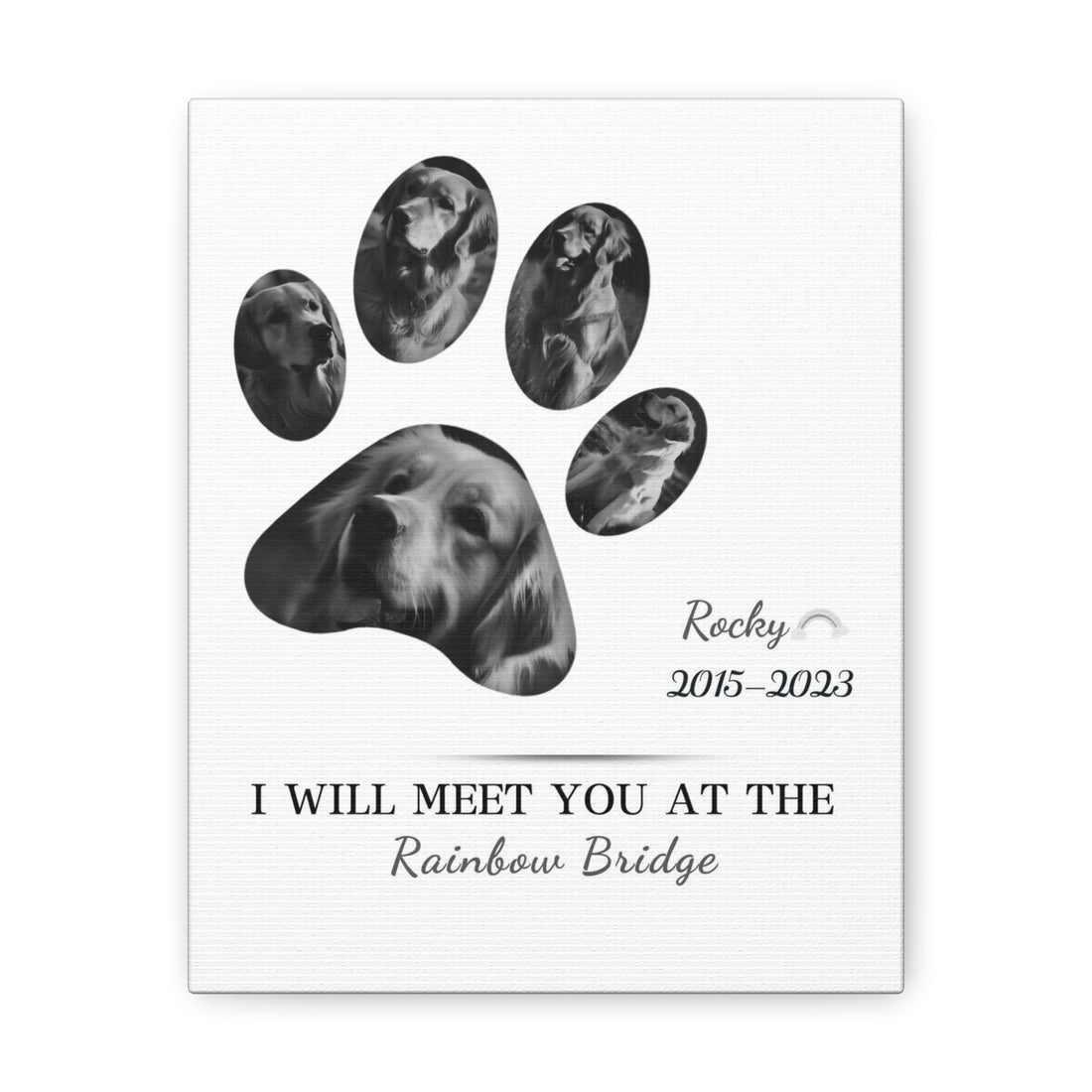 Minimalist Dog Paw Print - Personalized Canvas Print Pet Memorial