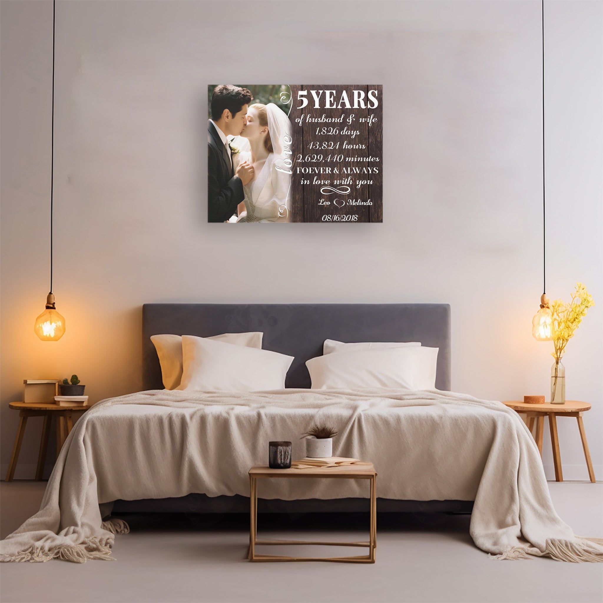 Forever & Always In Love With You - 5th Anniversary Custom Canvas Gift