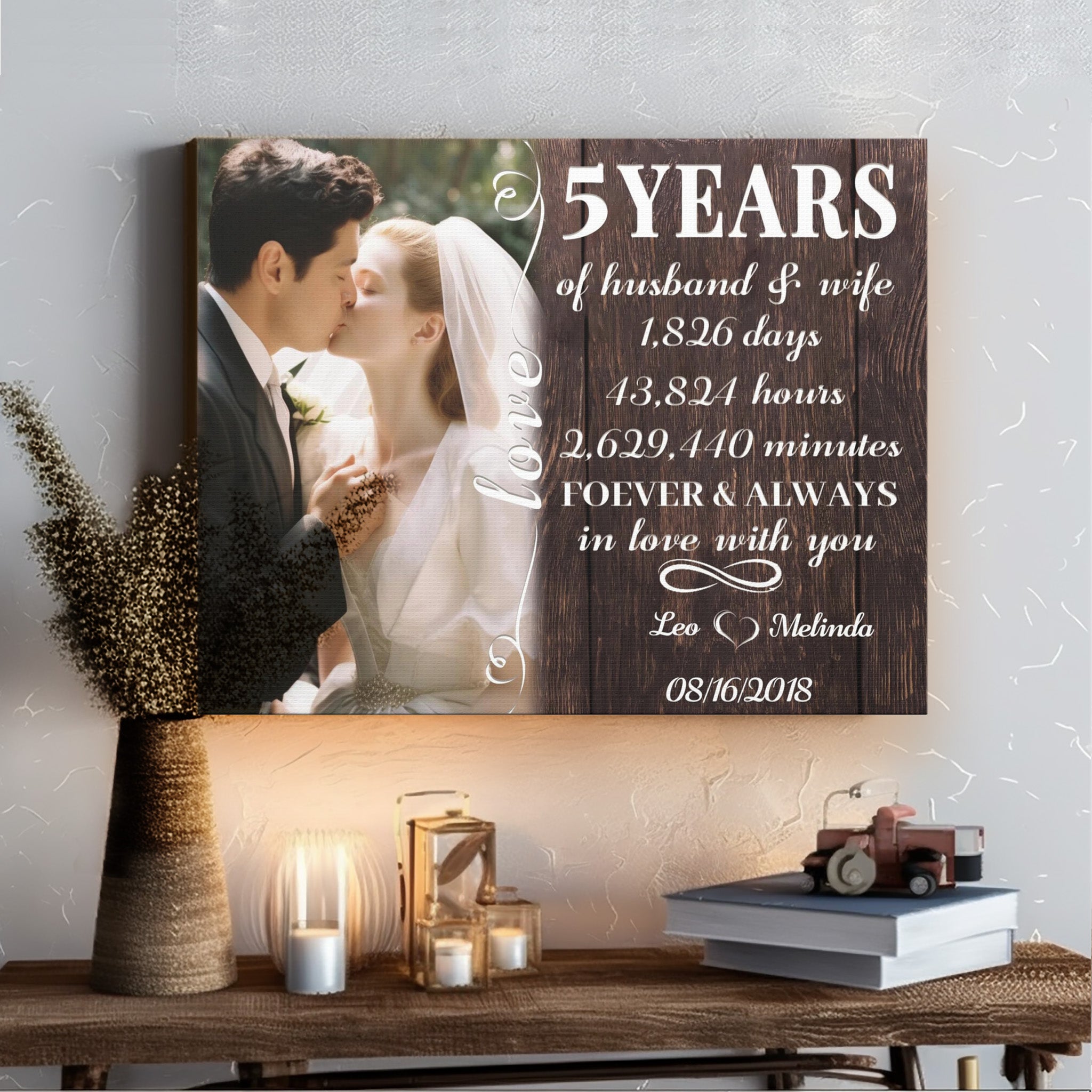 Forever & Always In Love With You - 5th Anniversary Custom Canvas Gift
