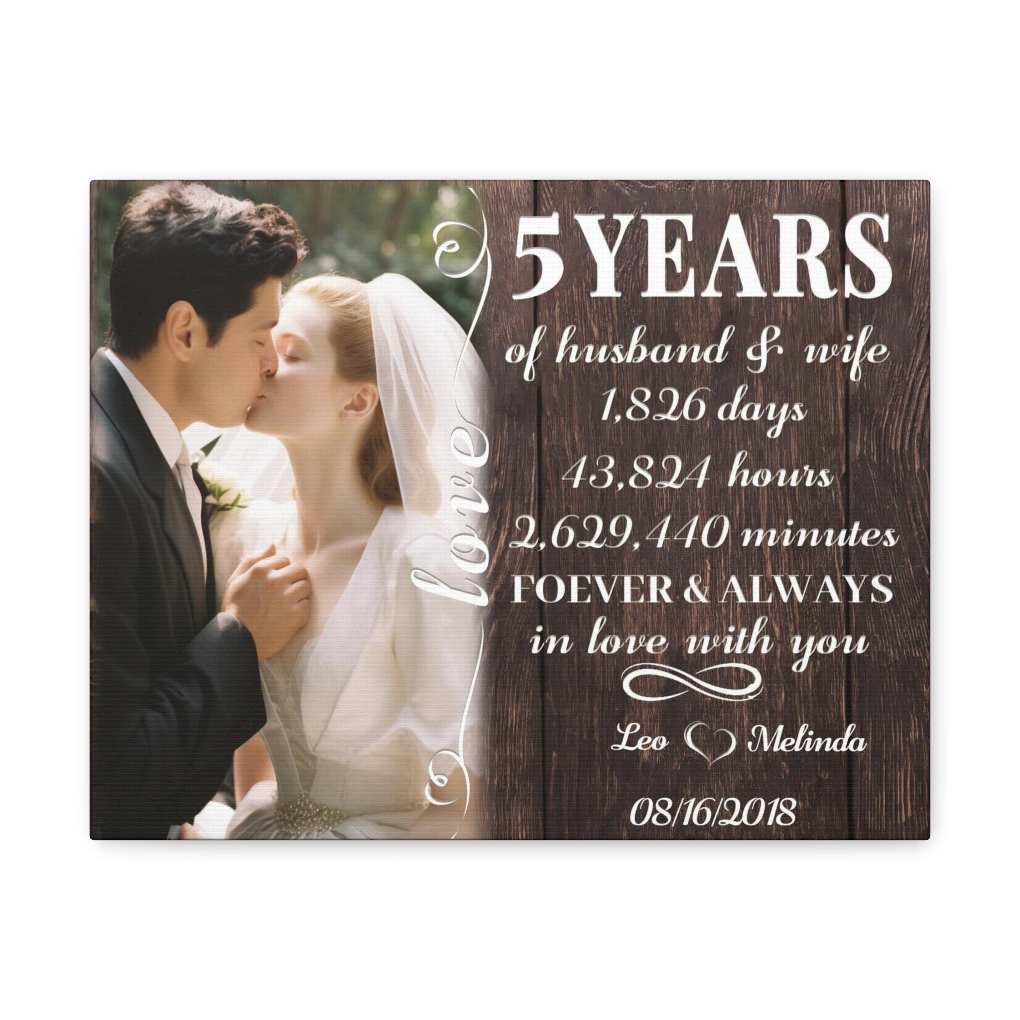 Forever & Always In Love With You - 5th Anniversary Custom Canvas Gift