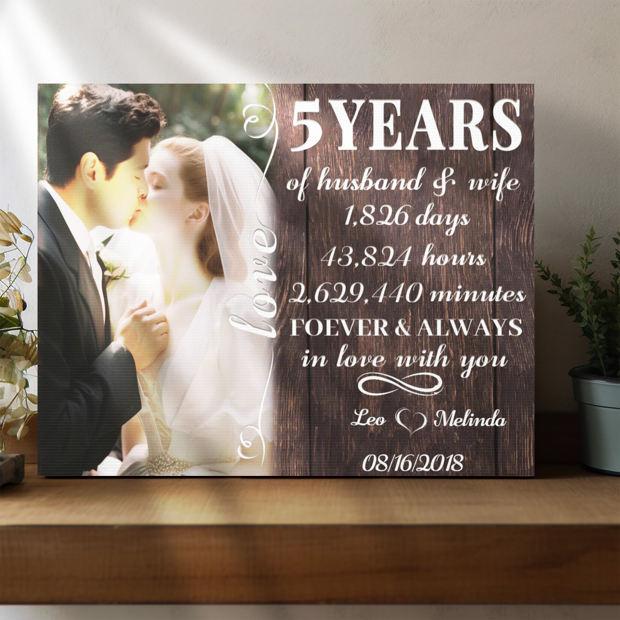 Forever & Always In Love With You - 5th Anniversary Custom Canvas Gift