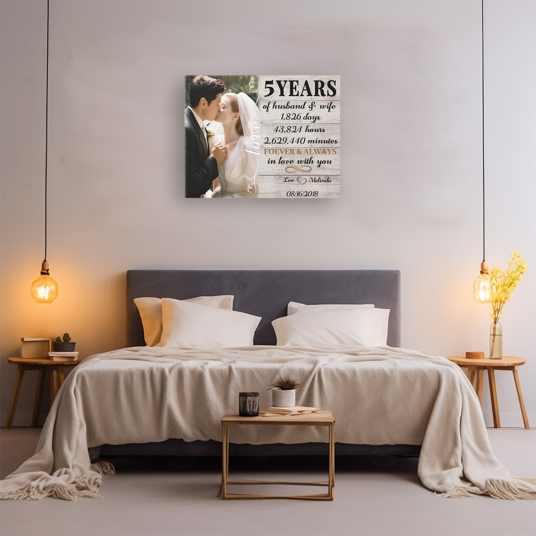 Forever & Always In Love With You - 5th Anniversary Custom Canvas Gift