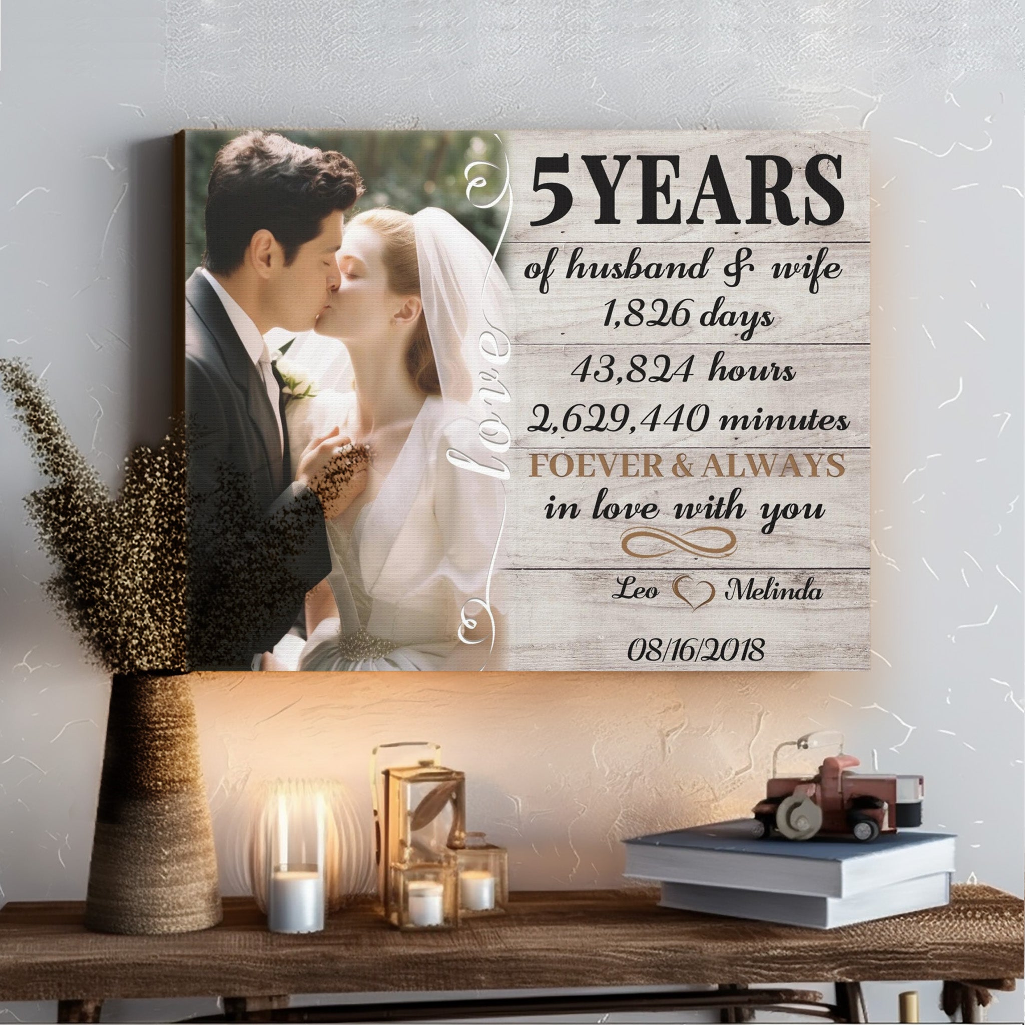 Forever & Always In Love With You - 5th Anniversary Custom Canvas Gift