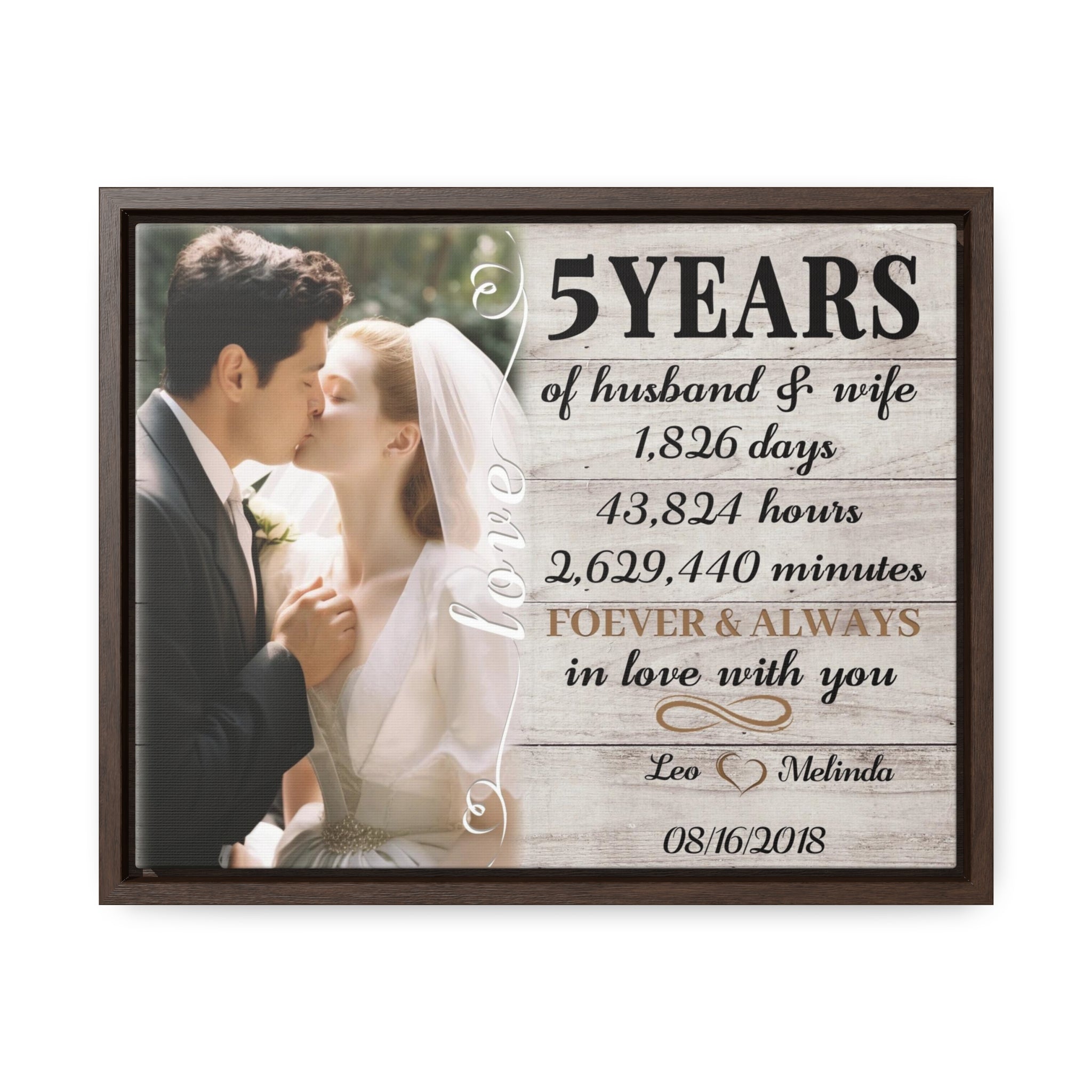 Forever & Always In Love With You - 5th Anniversary Custom Canvas Gift