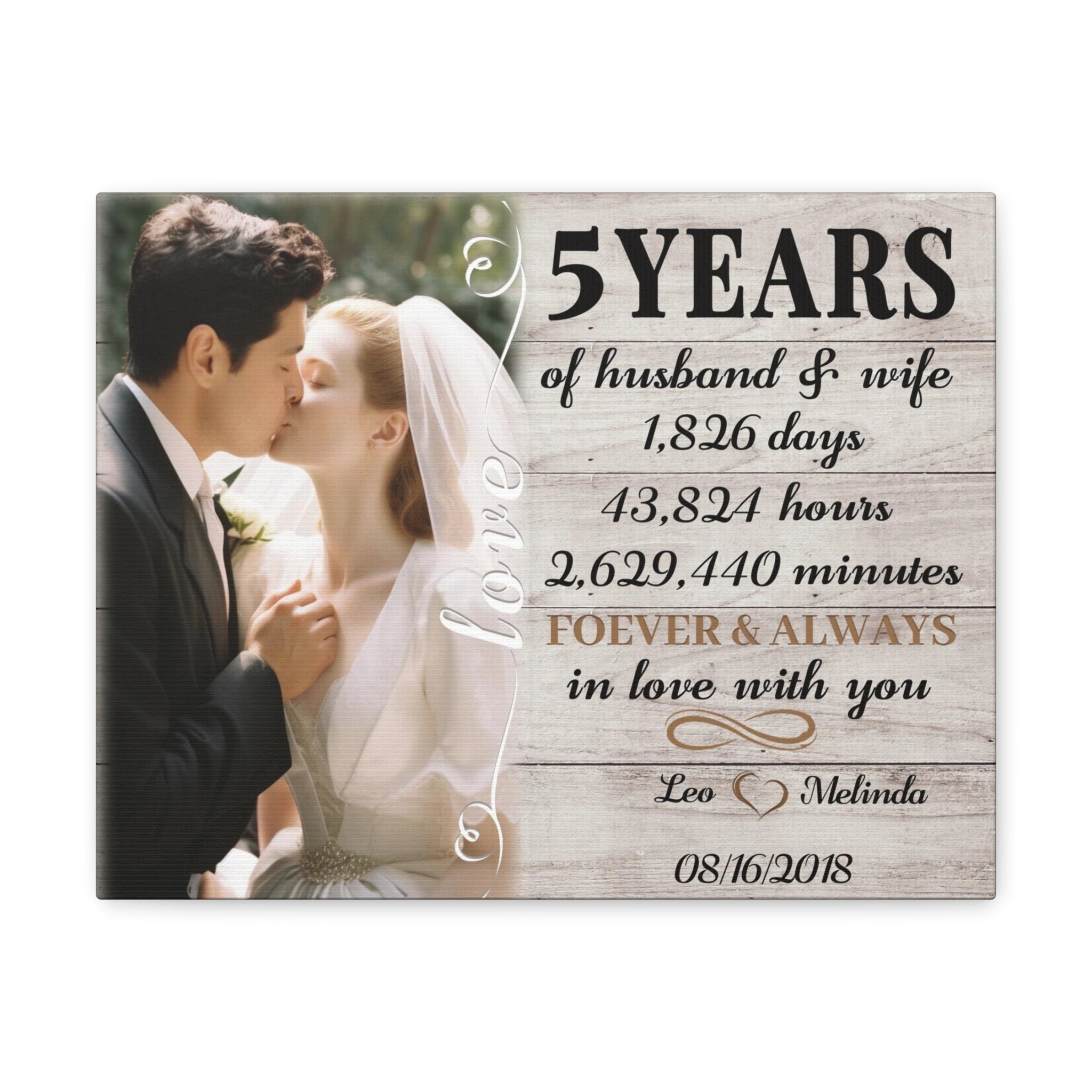 Forever & Always In Love With You - 5th Anniversary Custom Canvas Gift