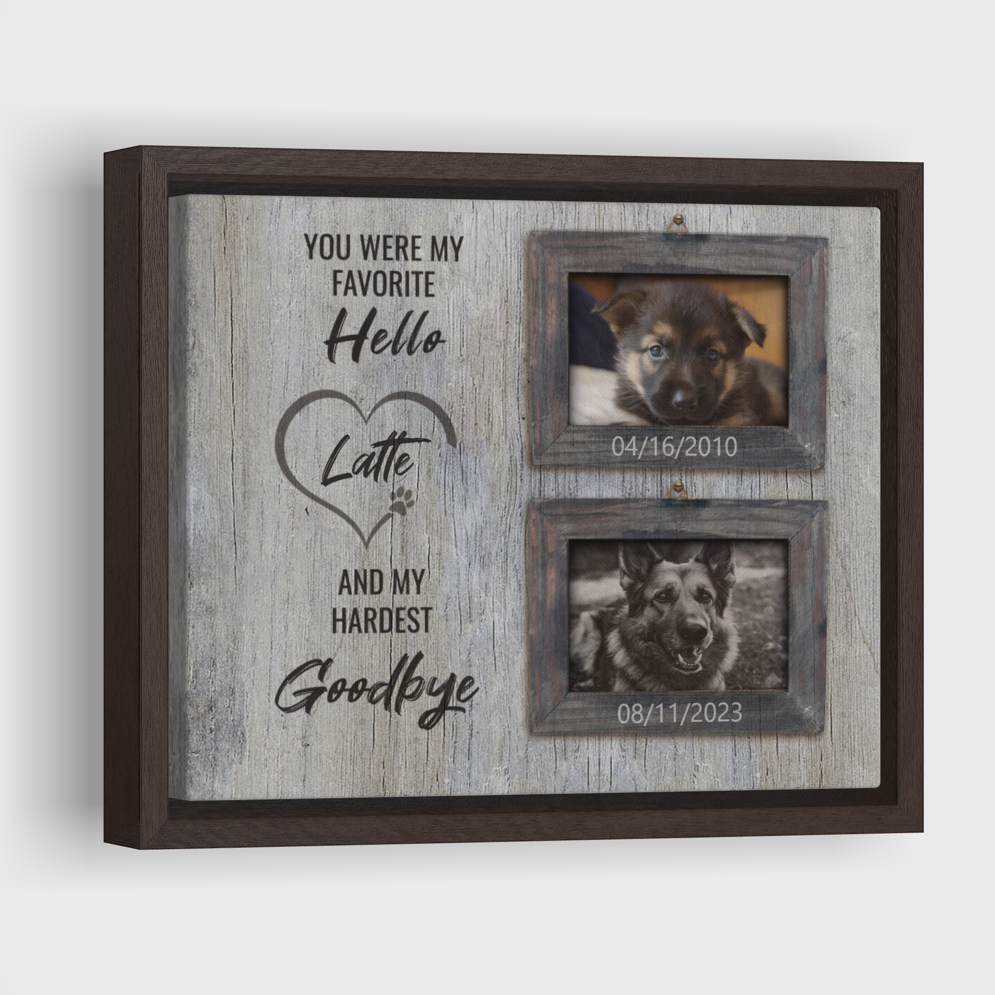 Hardest Goodbye, Hang and Place - Personalized Canvas Print Pet Memorial