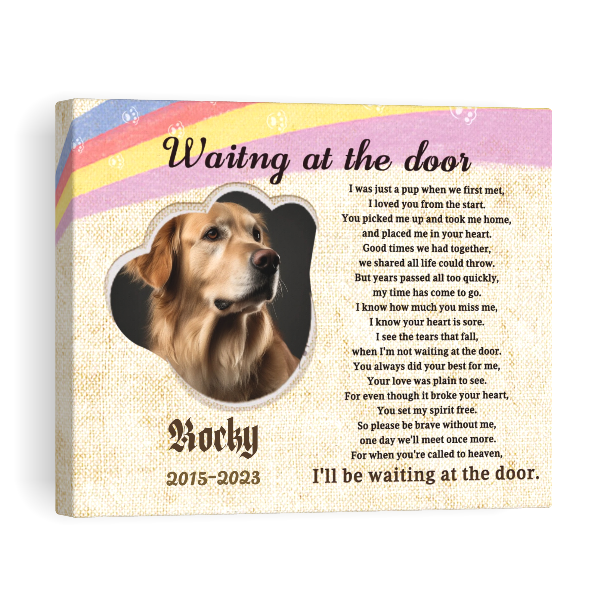 Waiting at the door - Personalized Canvas Print Pet Memorial