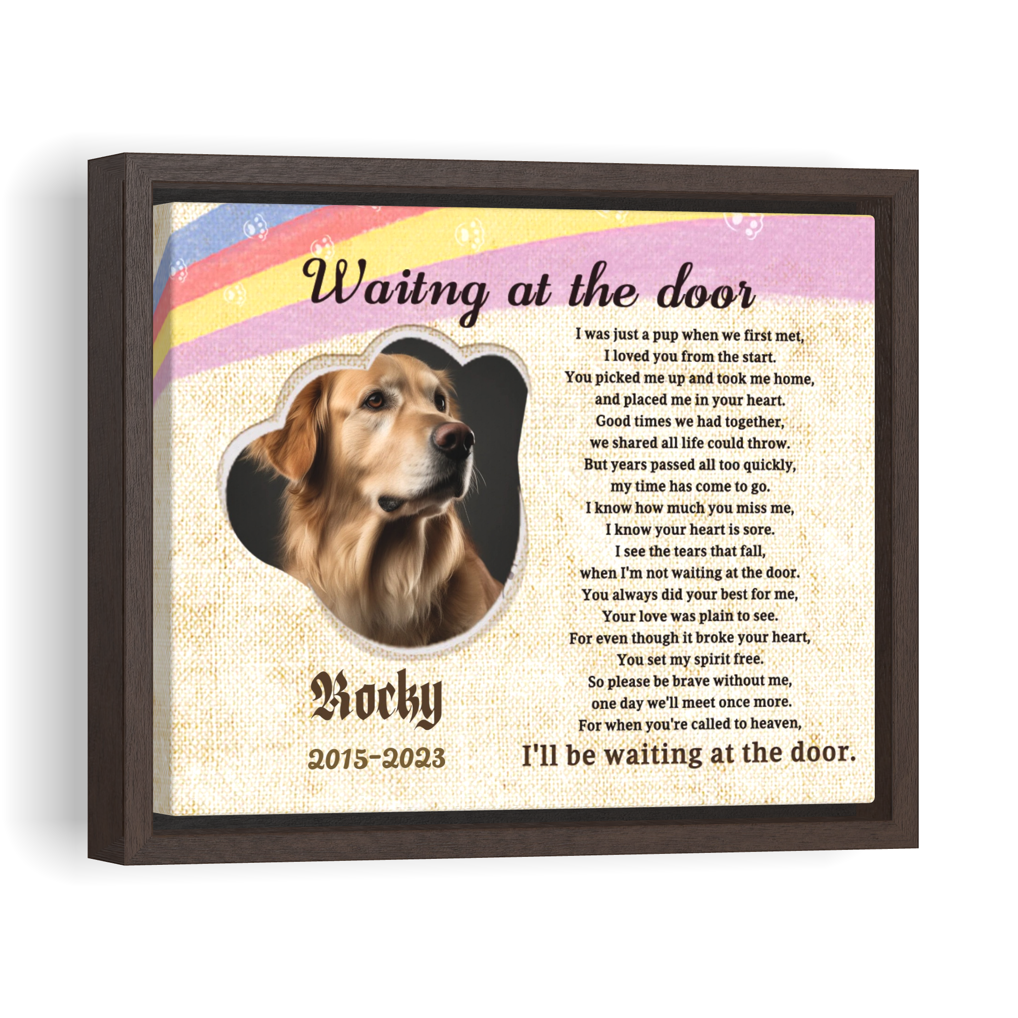 Waiting at the door - Personalized Canvas Print Pet Memorial