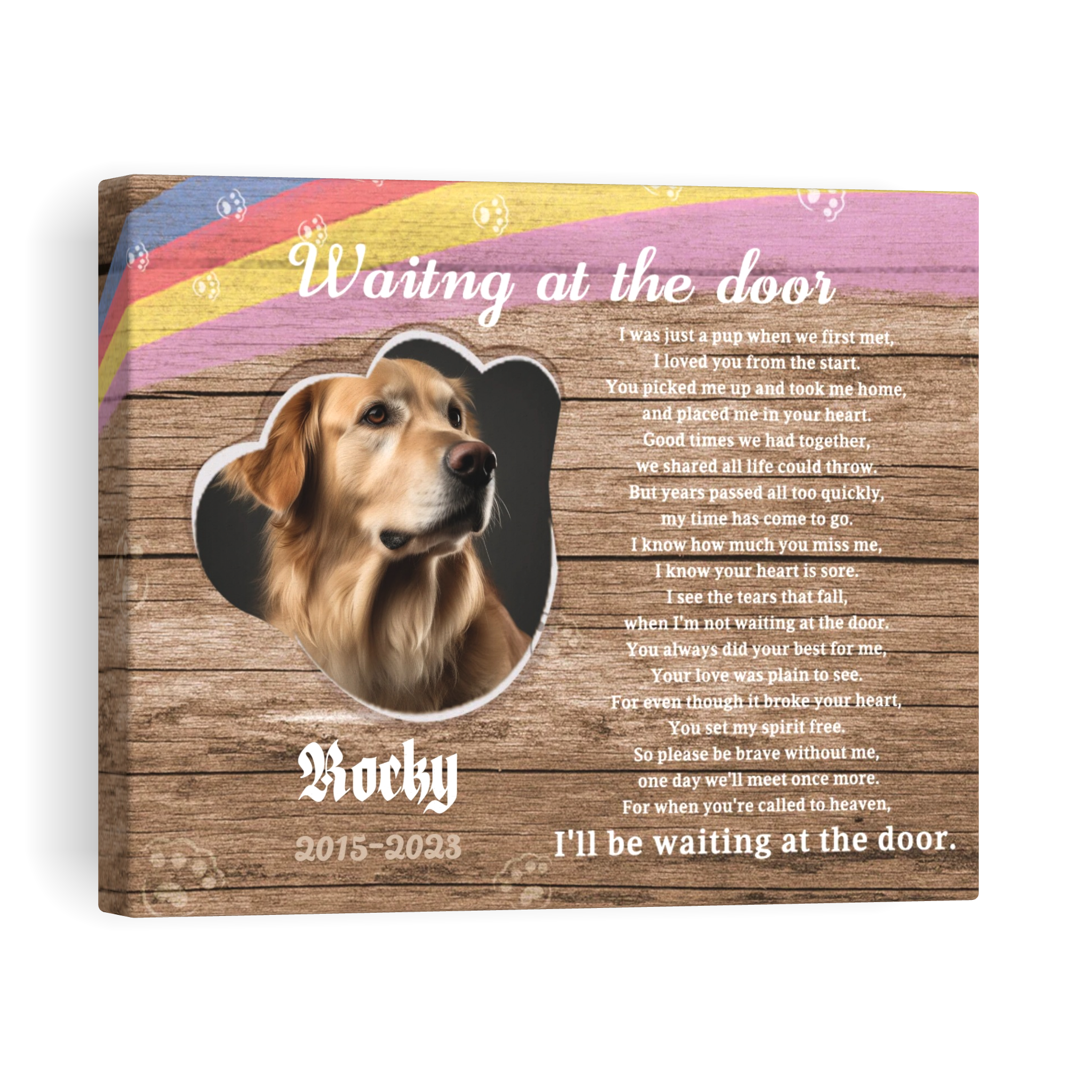Waiting at the door - Personalized Canvas Print Pet Memorial