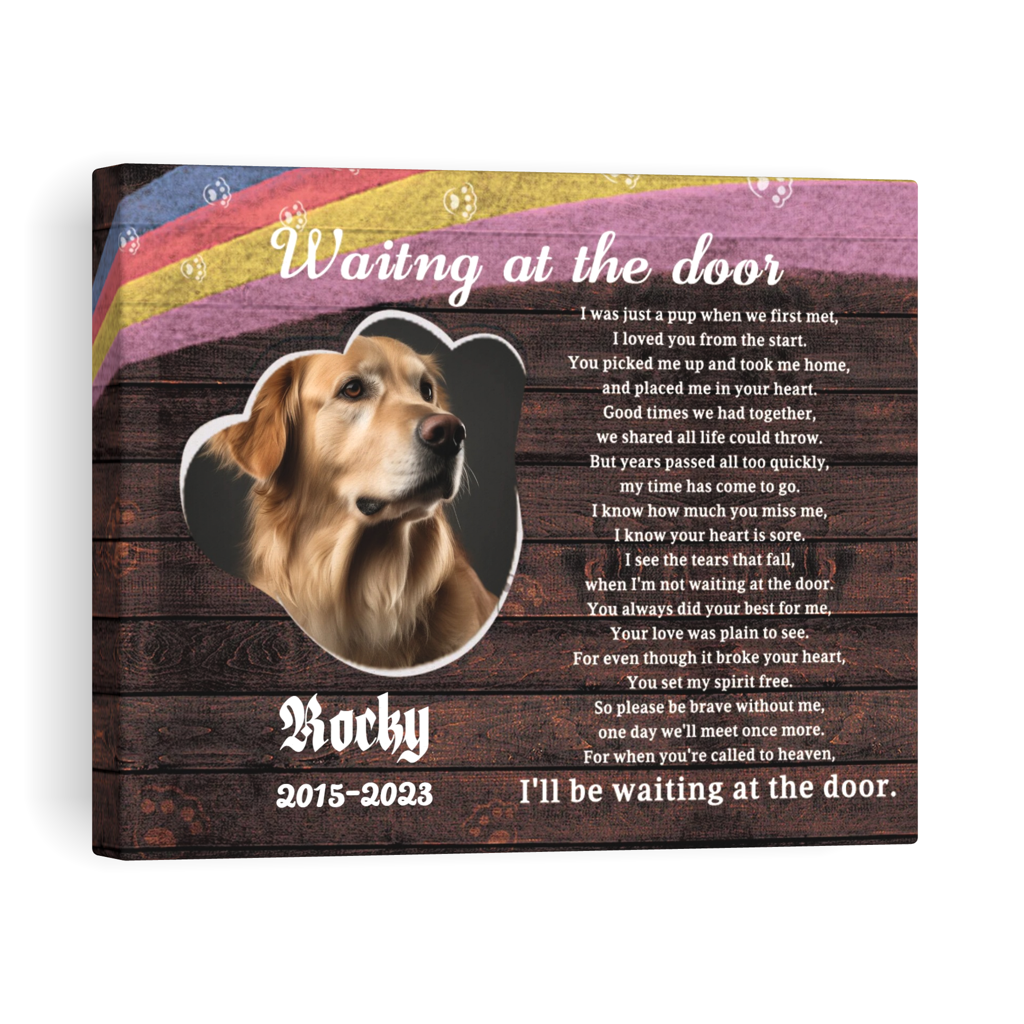 Waiting at the door - Personalized Canvas Print Pet Memorial