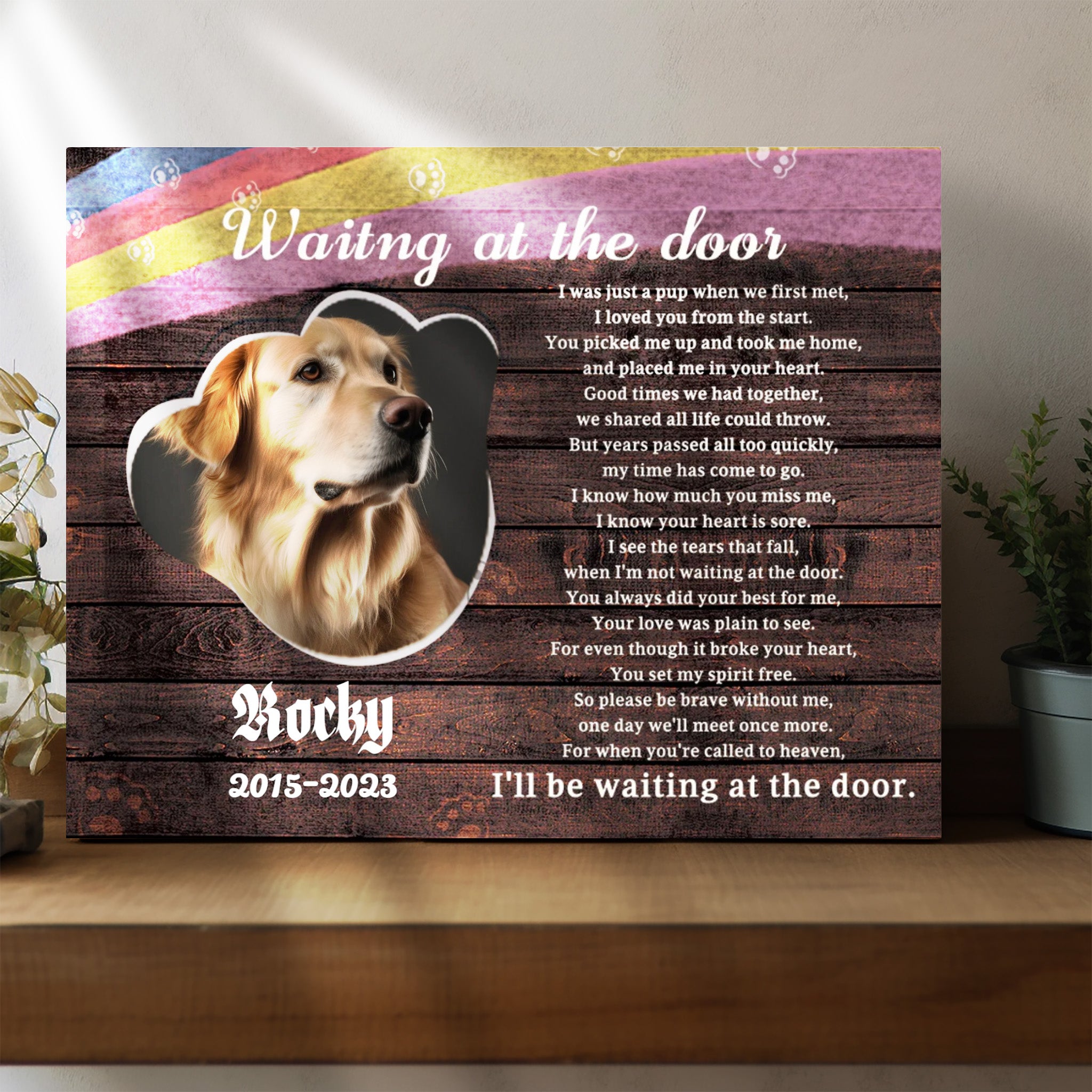 Waiting at the door - Personalized Canvas Print Pet Memorial
