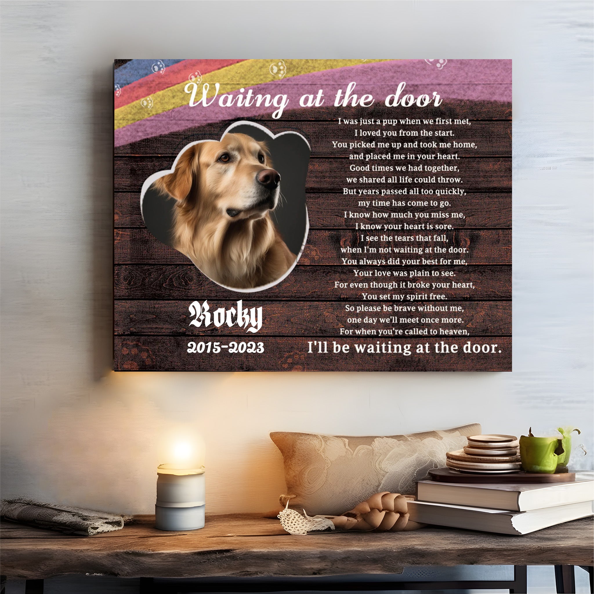 Waiting at the door - Personalized Canvas Print Pet Memorial