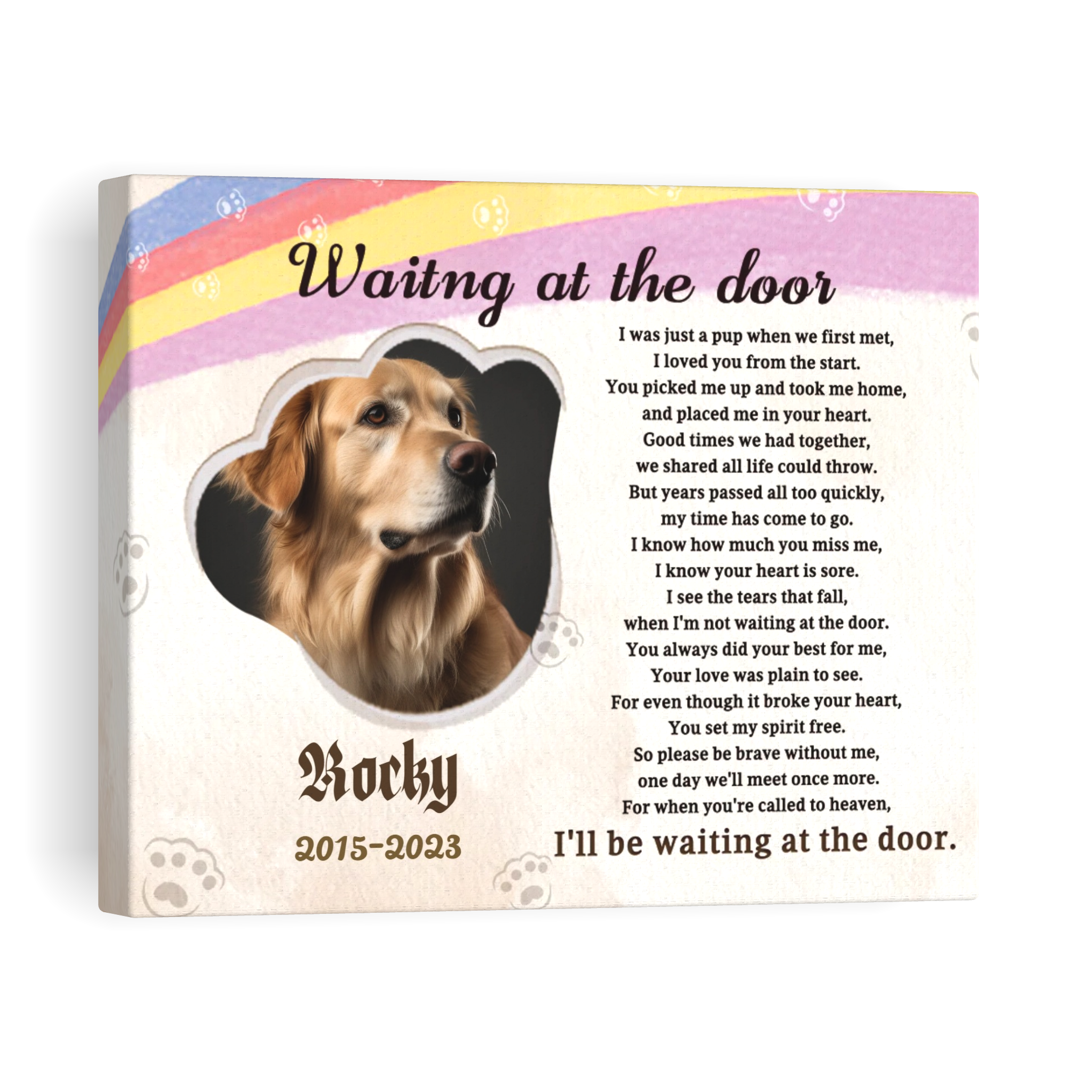Waiting at the door - Personalized Canvas Print Pet Memorial