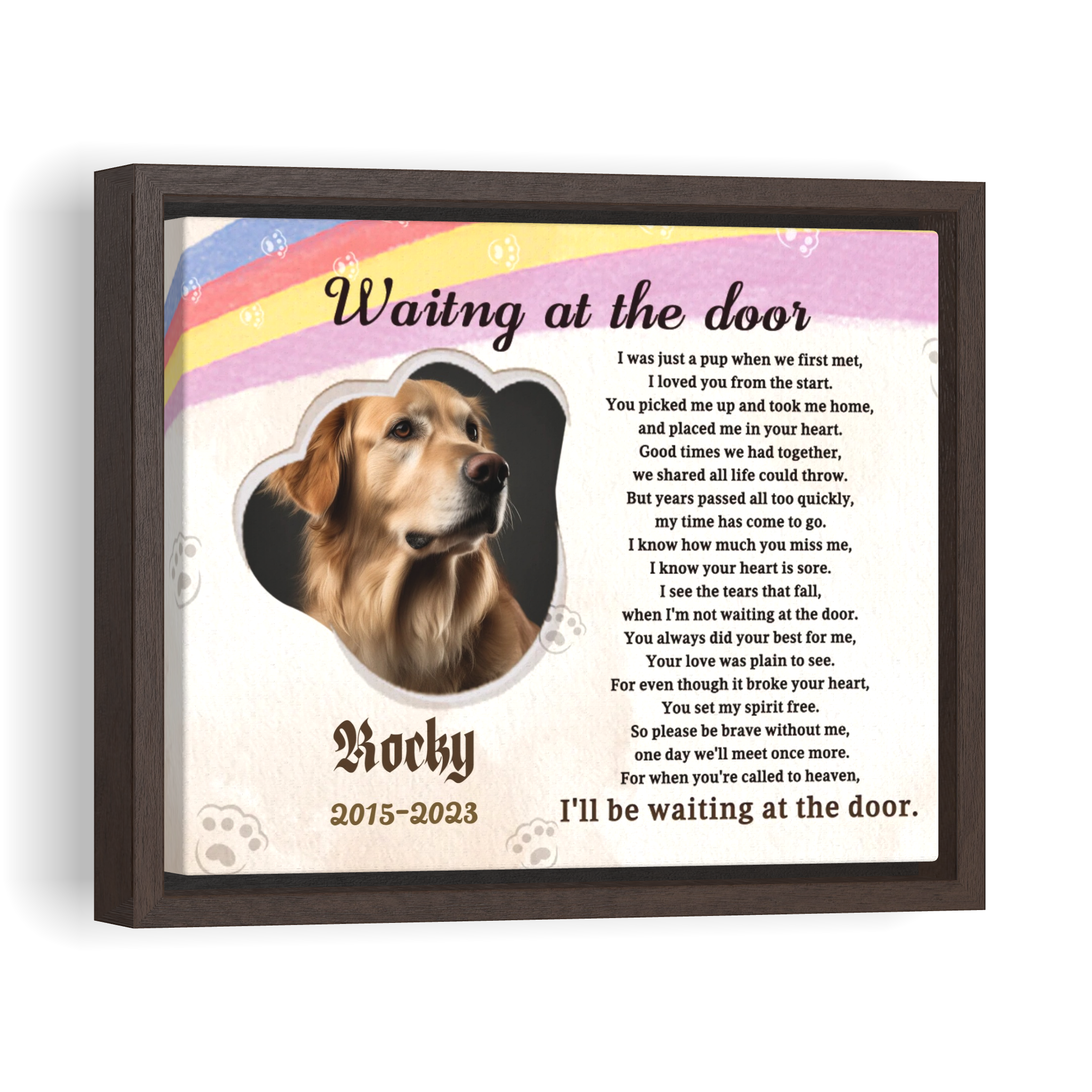 Waiting at the door - Personalized Canvas Print Pet Memorial