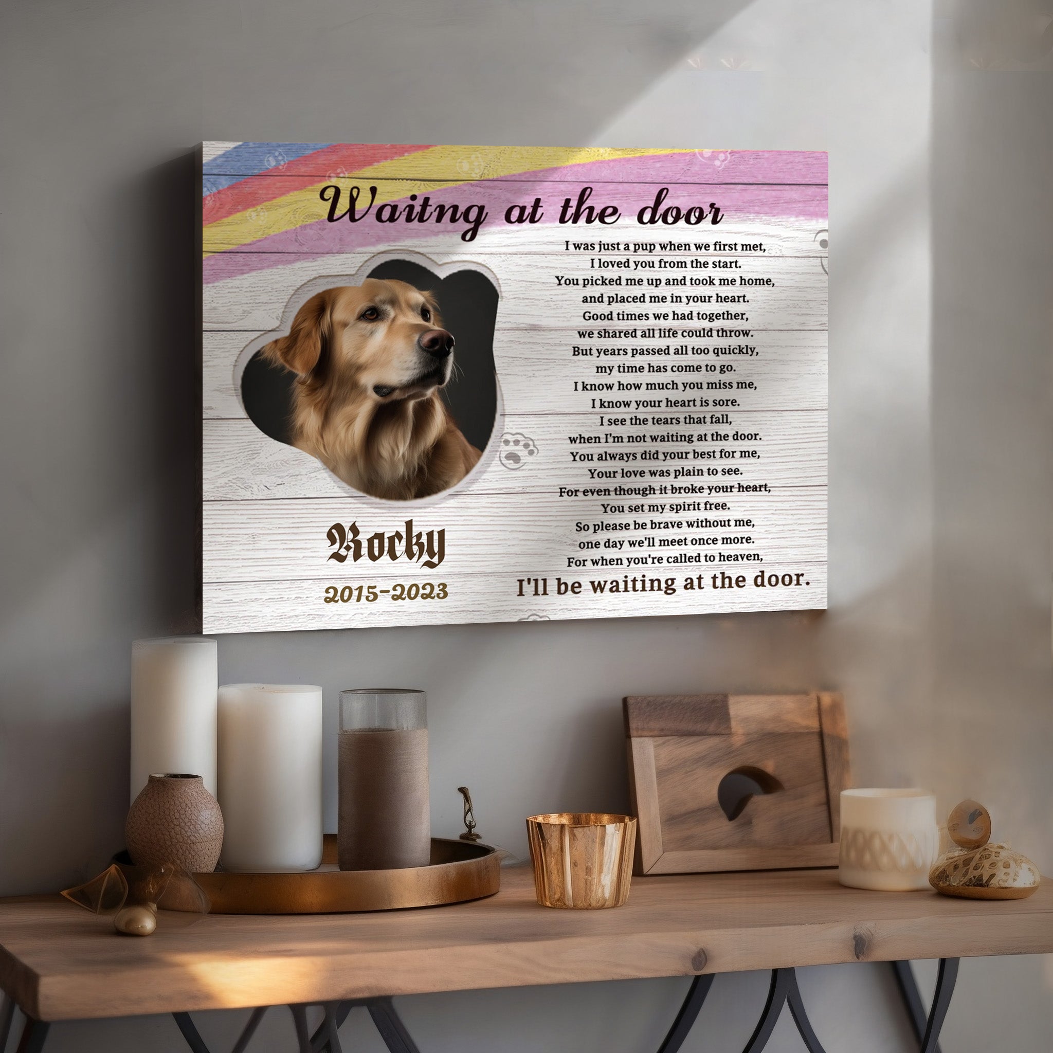 Waiting at the door - Personalized Canvas Print Pet Memorial