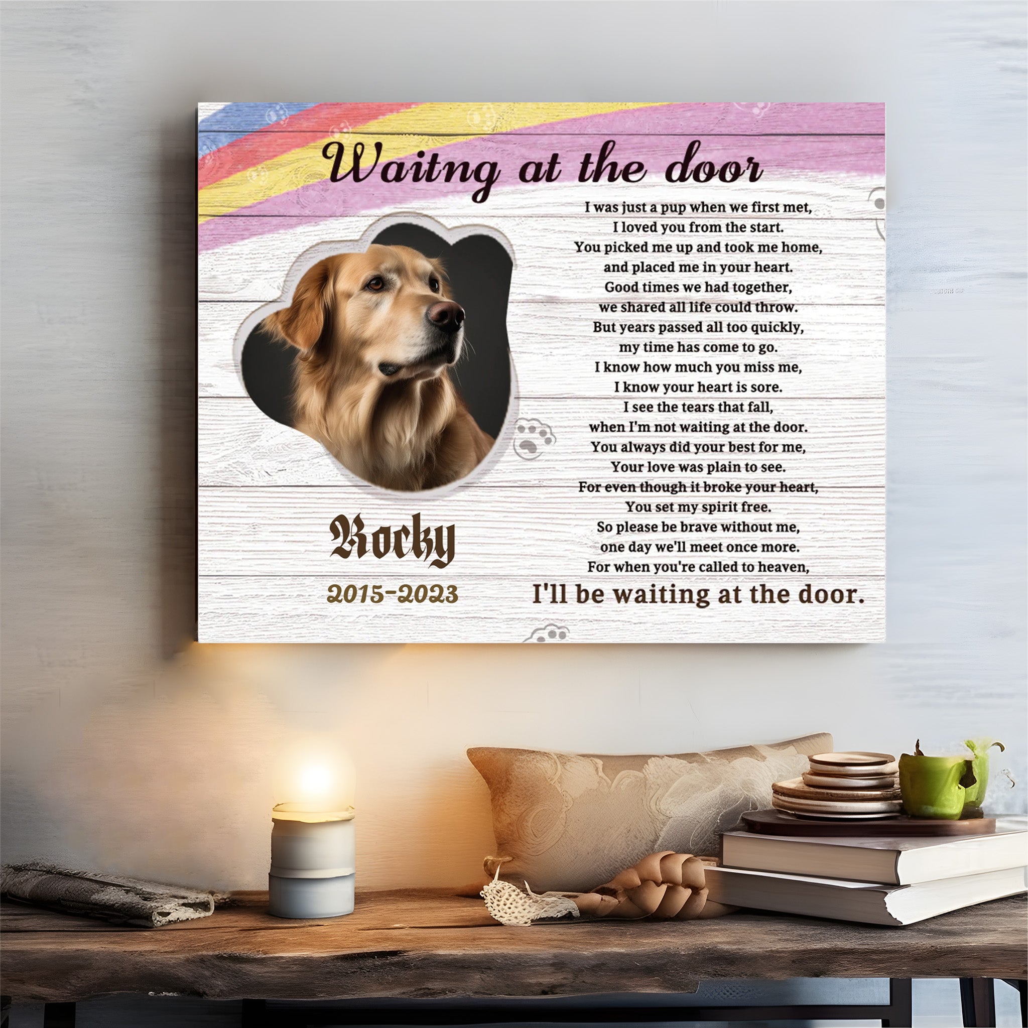 Waiting at the door - Personalized Canvas Print Pet Memorial