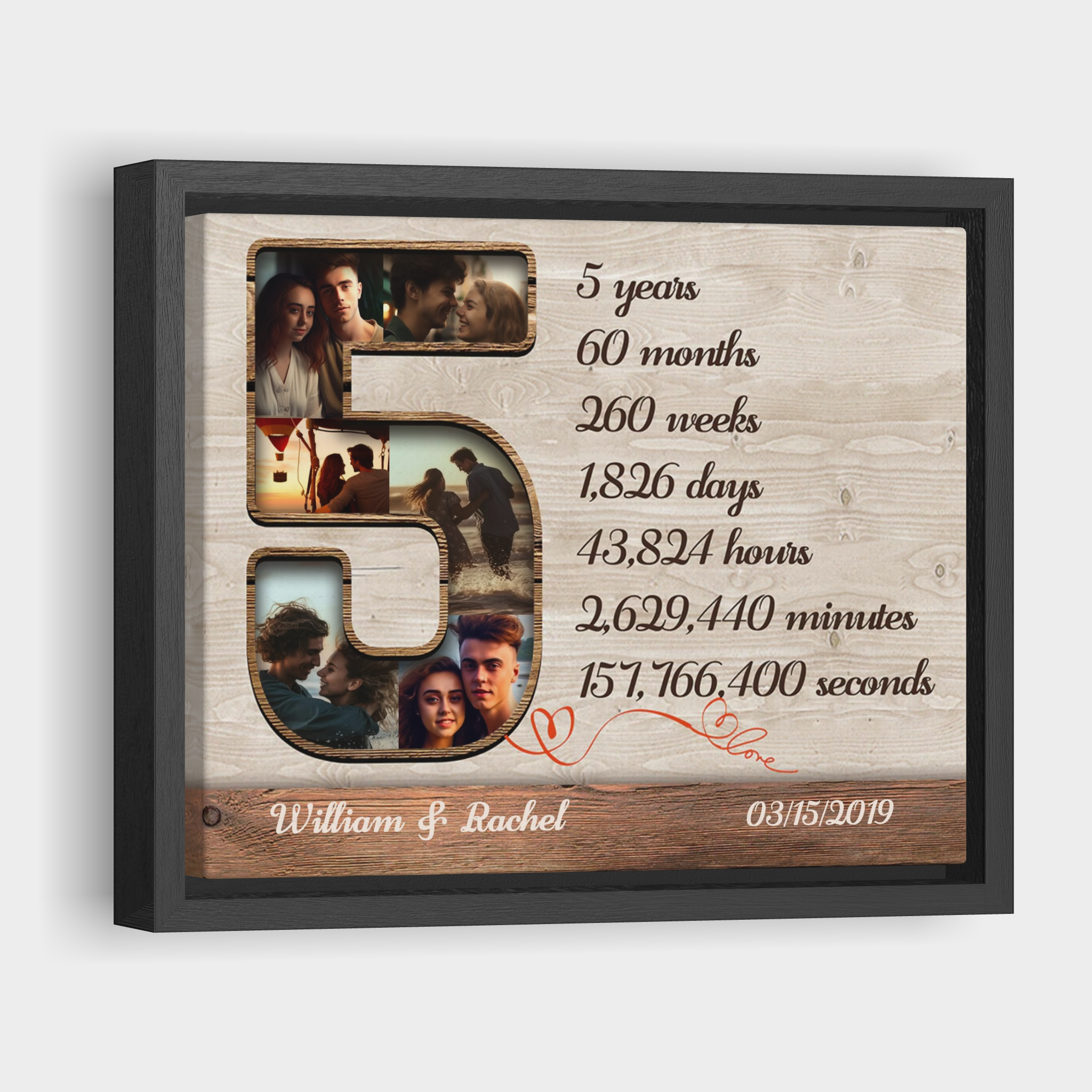 Five Years Collage - 5th Anniversary Custom Canvas Print