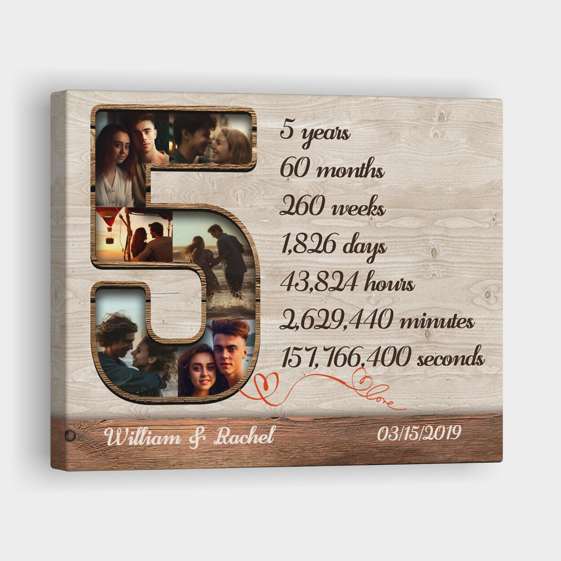 Five Years Collage - 5th Anniversary Custom Canvas Print
