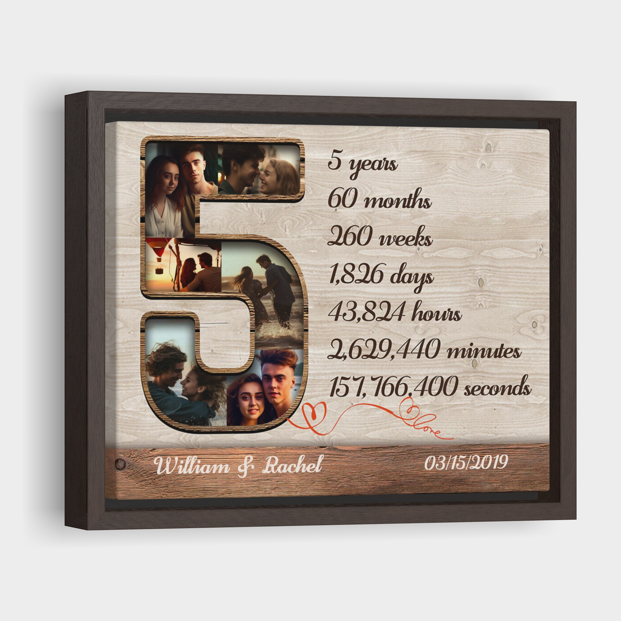Five Years Collage - 5th Anniversary Custom Canvas Print