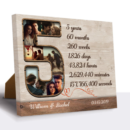 Five Years Collage - 5th Anniversary Custom Canvas Print