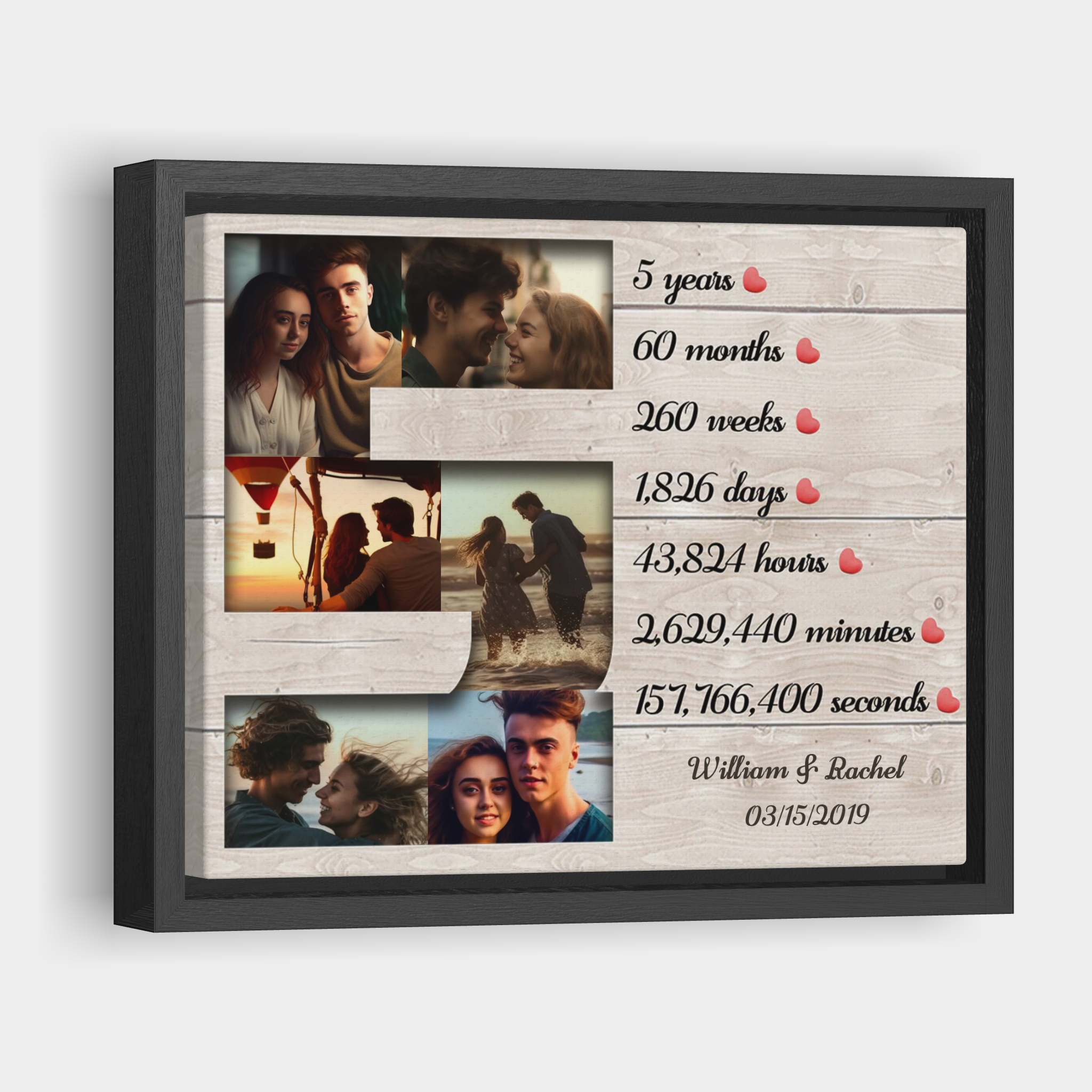 Five Years Collage - 5th Anniversary Custom Canvas Print