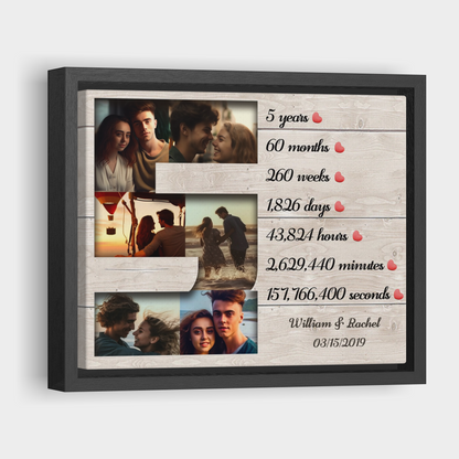 Five Years Collage - 5th Anniversary Custom Canvas Print