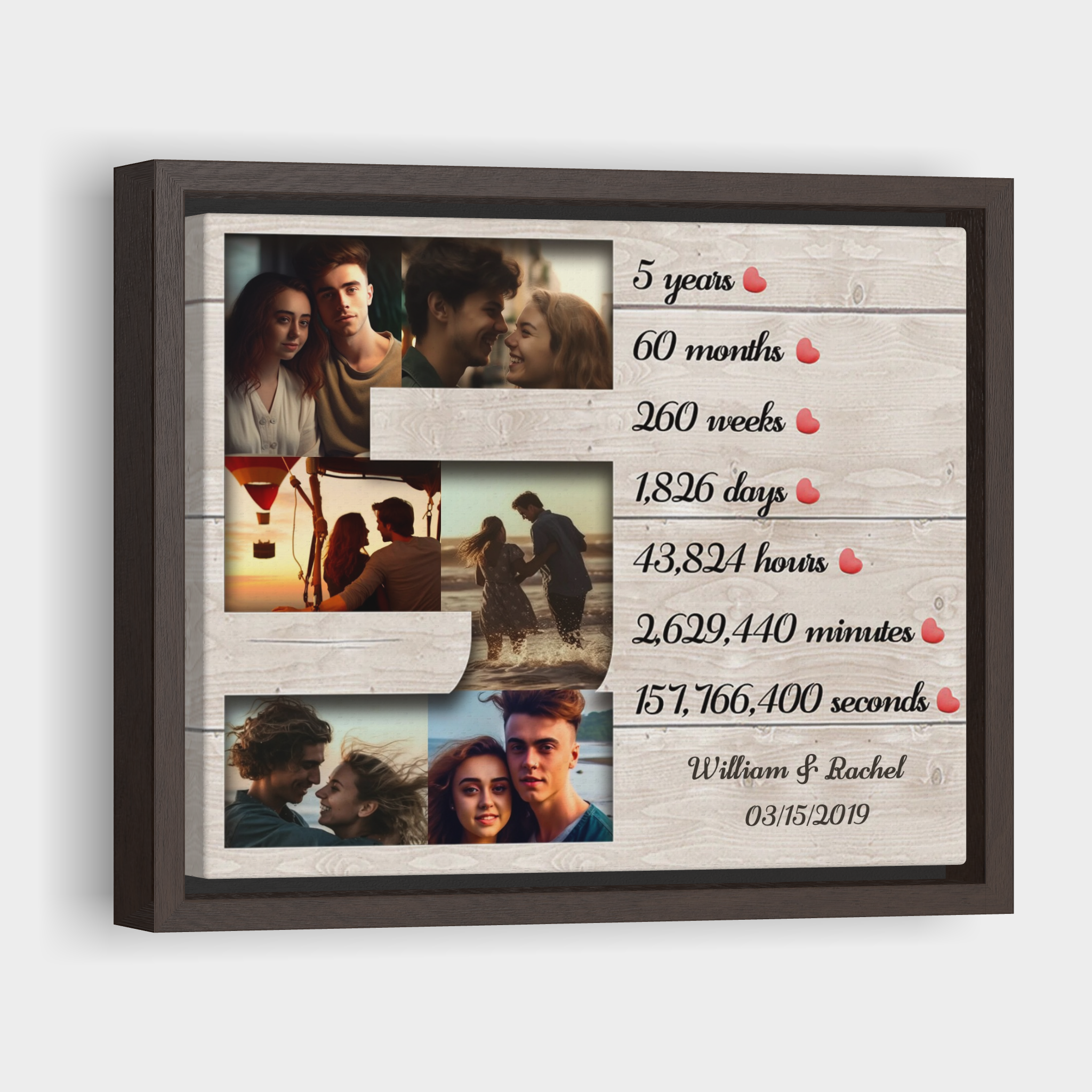 Five Years Collage - 5th Anniversary Custom Canvas Print