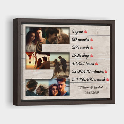 Five Years Collage - 5th Anniversary Custom Canvas Print