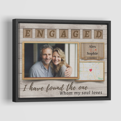 Newly Engaged - Custom Map Canvas Print