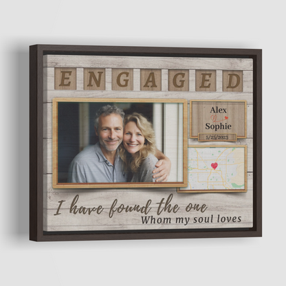 Newly Engaged - Custom Map Canvas Print