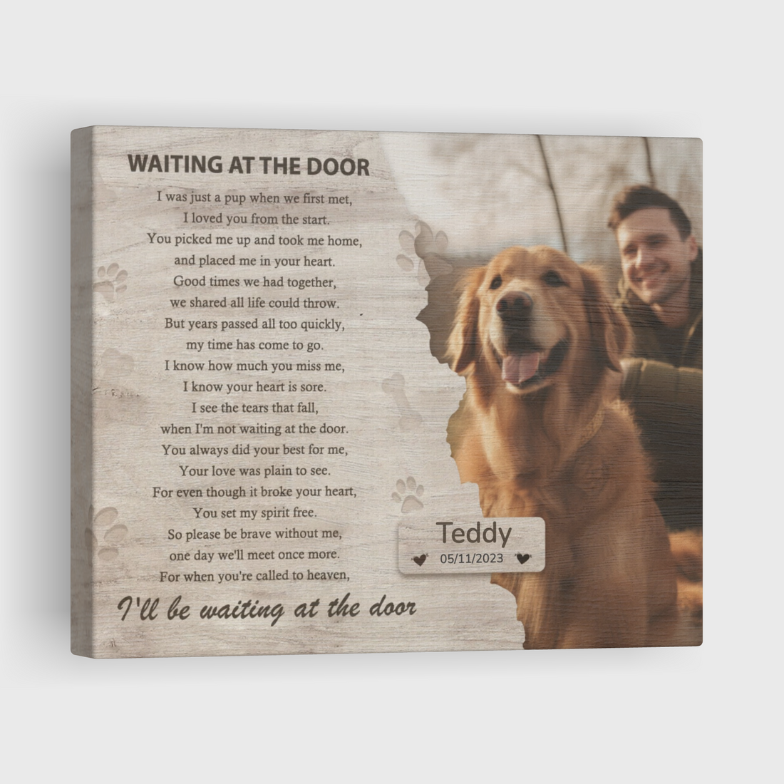 Waiting at the door, Hang and Place - Personalized Canvas Print Pet Memorial