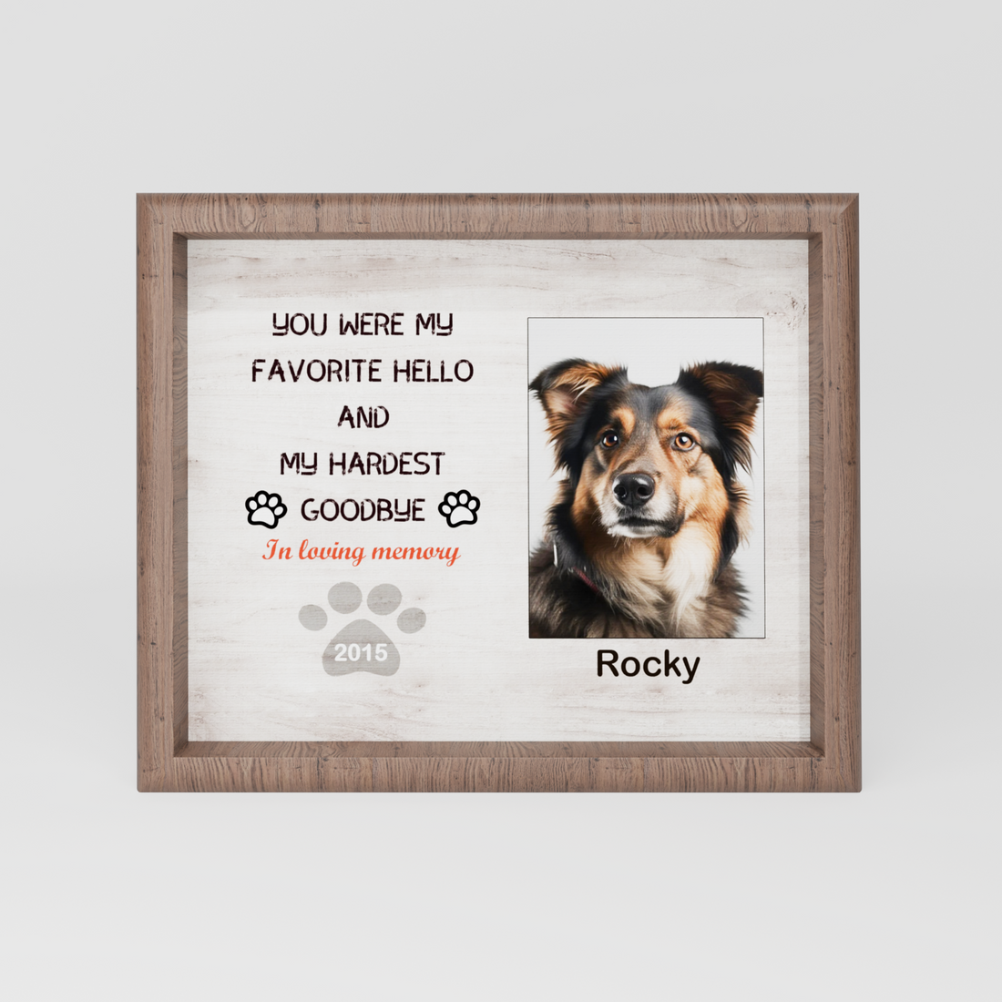 Tabletop Framed Flat‑Mounted Canvas Print With Protector - Custom Print Pet Memorial