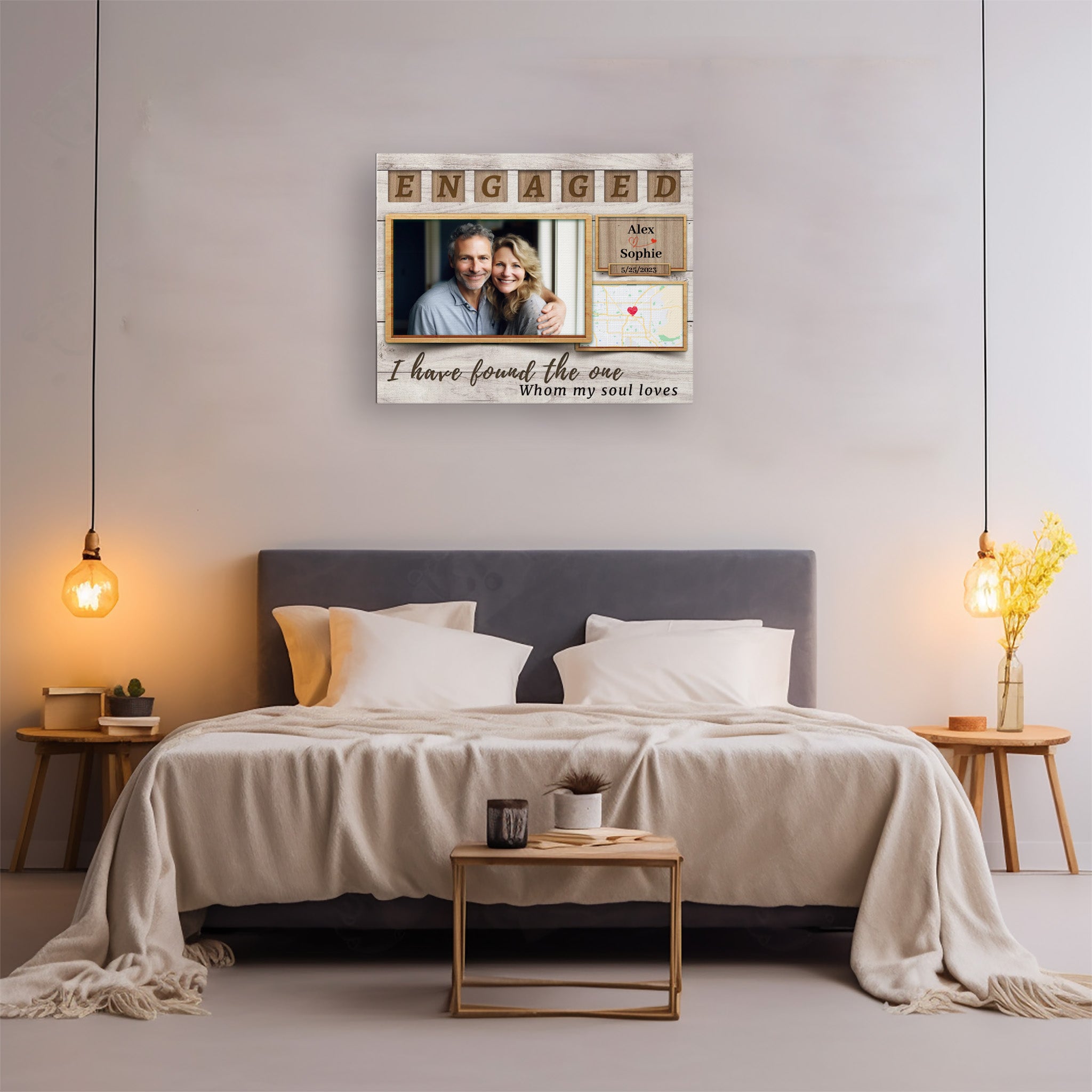Newly Engaged - Custom Map Canvas Print