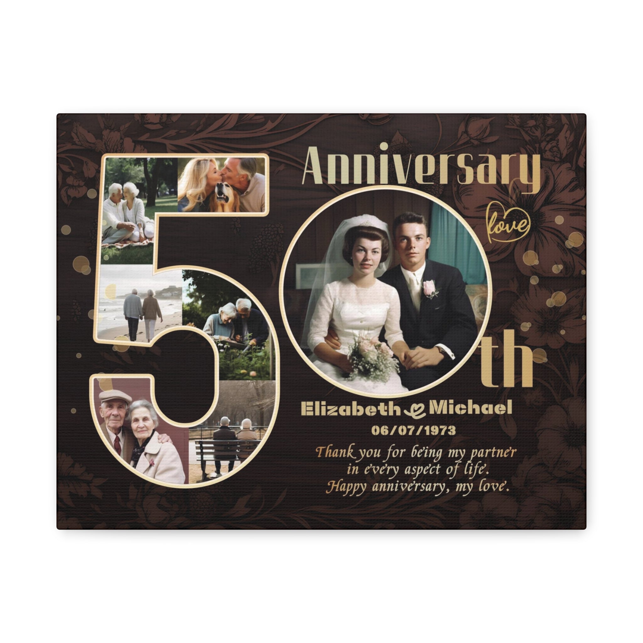 My Partner  - Personalized 50th Year Anniversary Collage Canvas Print