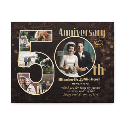 My Partner  - Personalized 50th Year Anniversary Collage Canvas Print