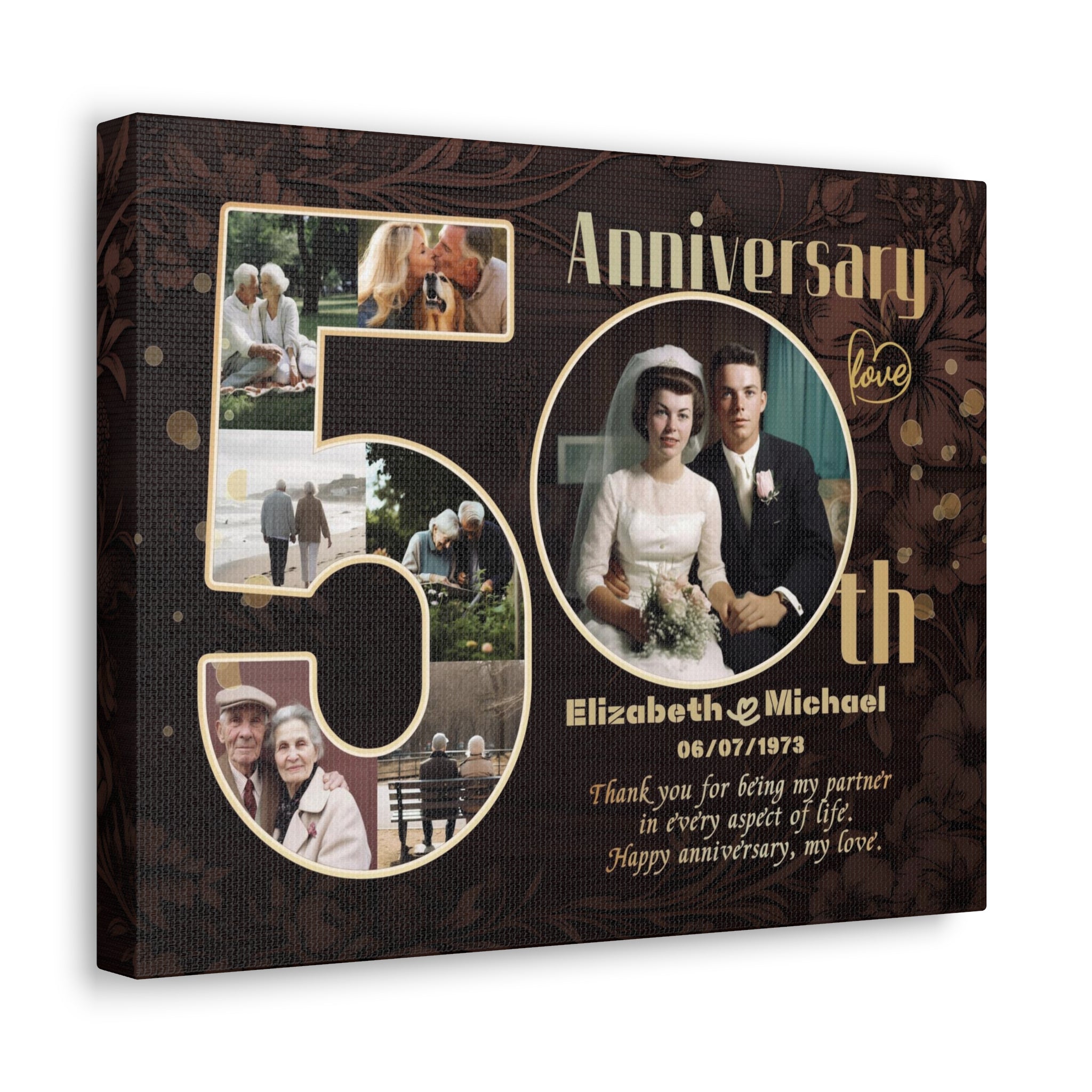 My Partner  - Personalized 50th Year Anniversary Collage Canvas Print