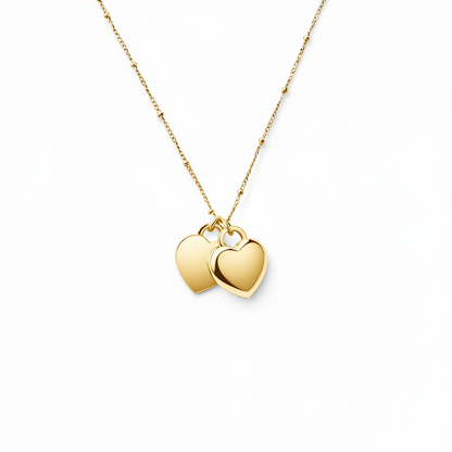 Heart Urn Necklace — Personalized 14K Gold–Plated Double Heart Cremation Pendant