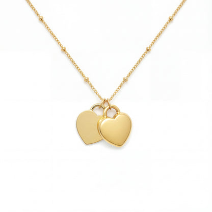 Heart Urn Necklace — Personalized 14K Gold–Plated Double Heart Cremation Pendant
