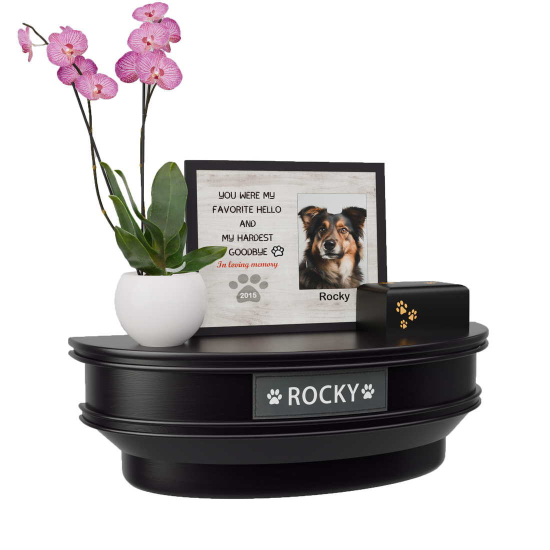Wall‑Mounted Pet Memorial Shelf with Storage Compartment