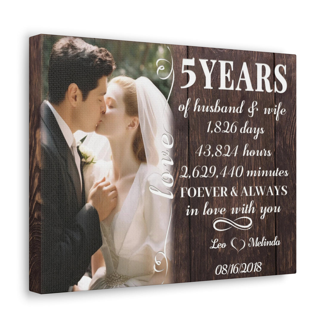 Forever ＆ Always In Love With You - 5th Anniversary Custom Canvas Gift