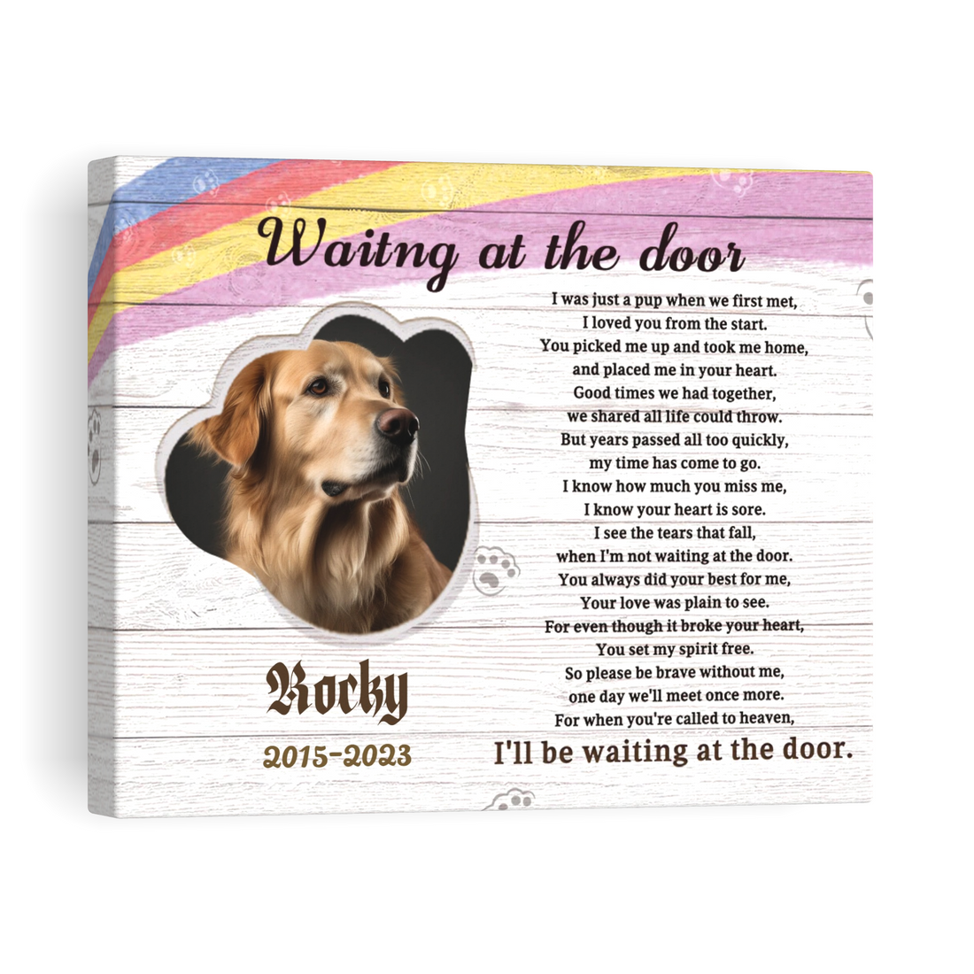 Waiting at the door - Personalized Canvas Print Pet Memorial